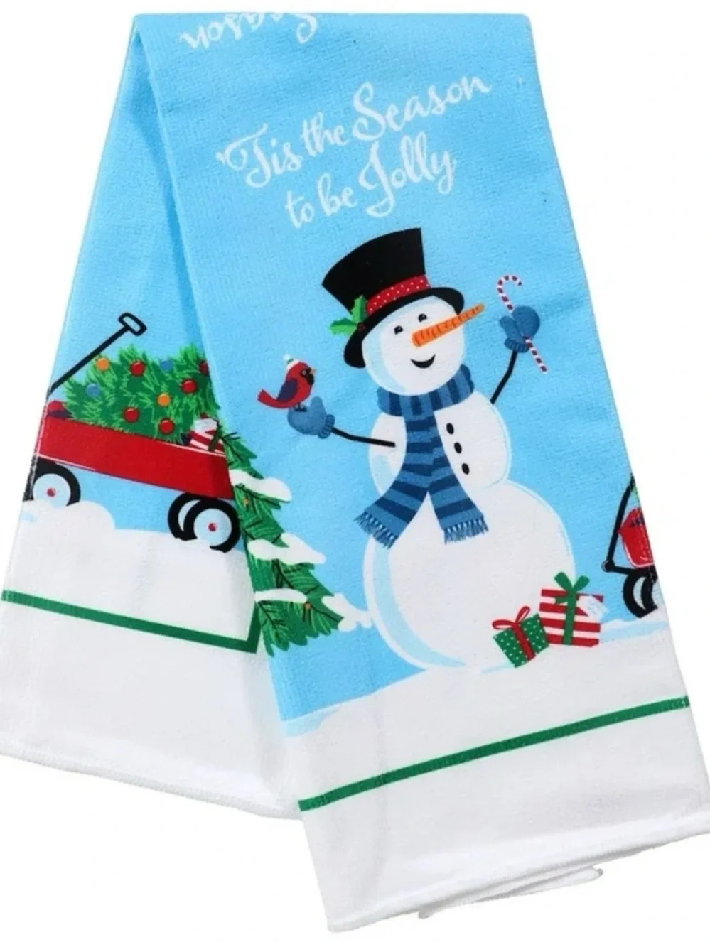 Holiday Snowman Kitchen Towel, Mitt & Pot Holder Set - Blue